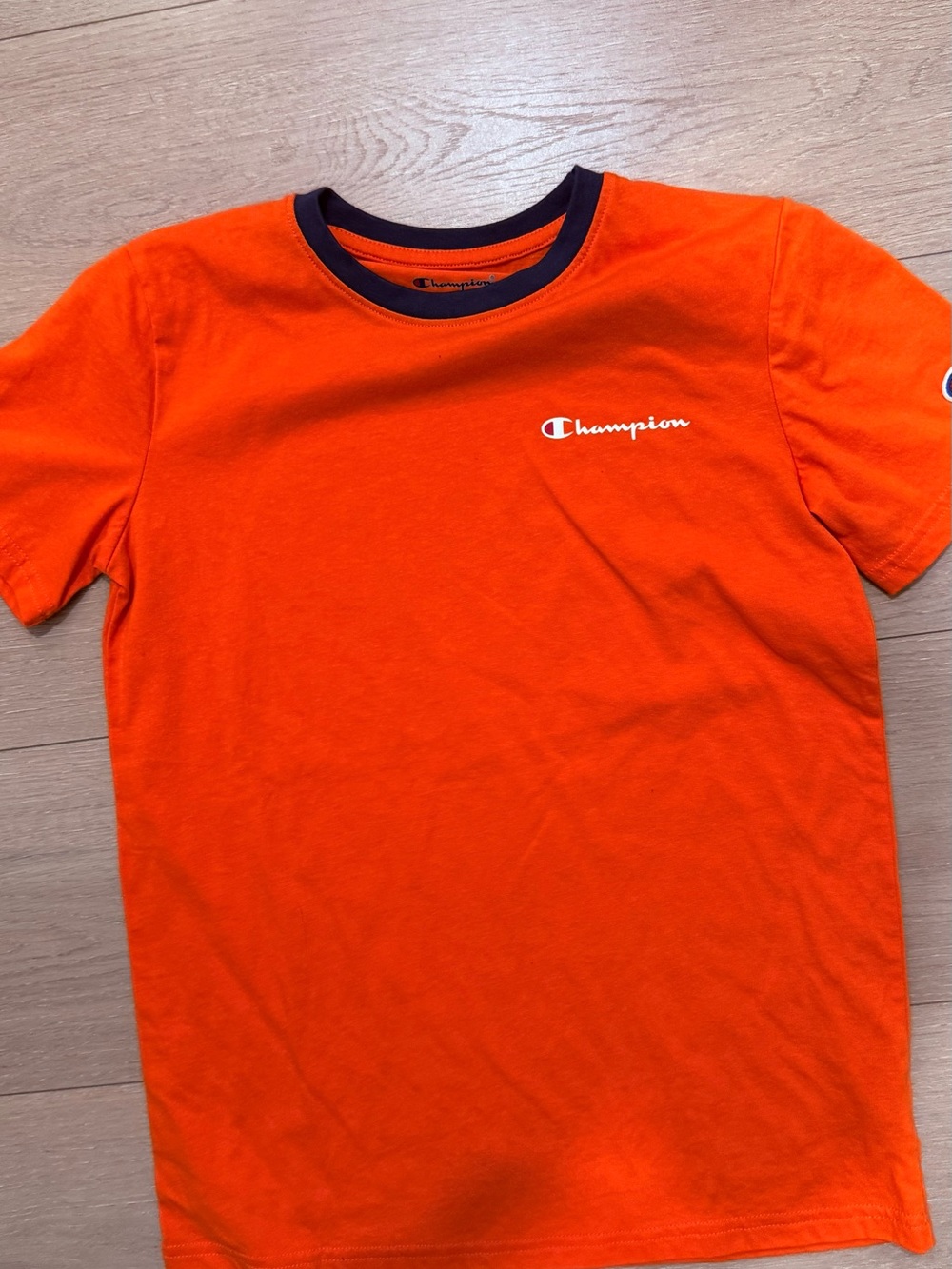 Champion Kids Orange Logo Crewneck T-Shirt